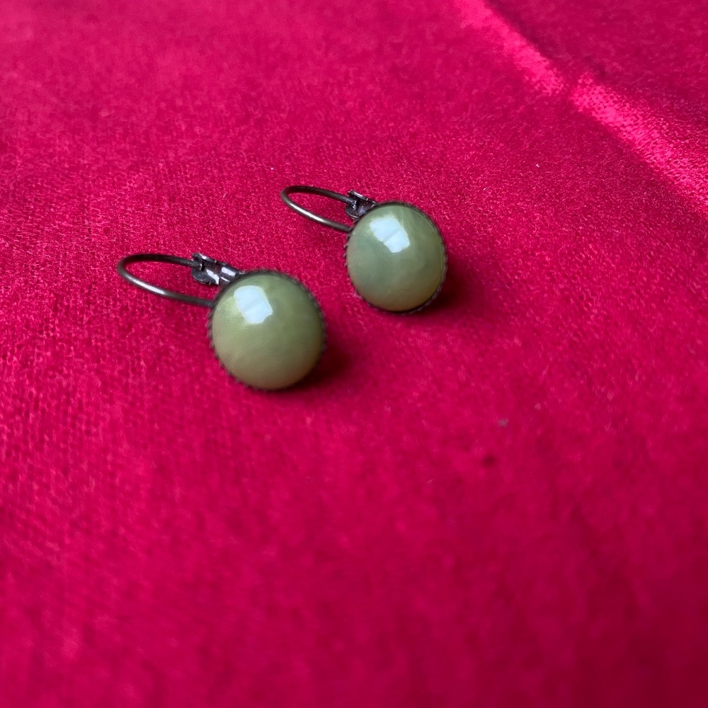 Olive green clasp earrings